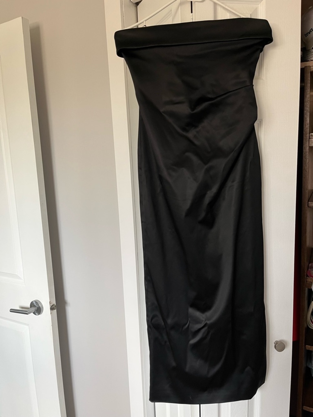 Ten by Babaton Black Strapless Satin Midi Dress